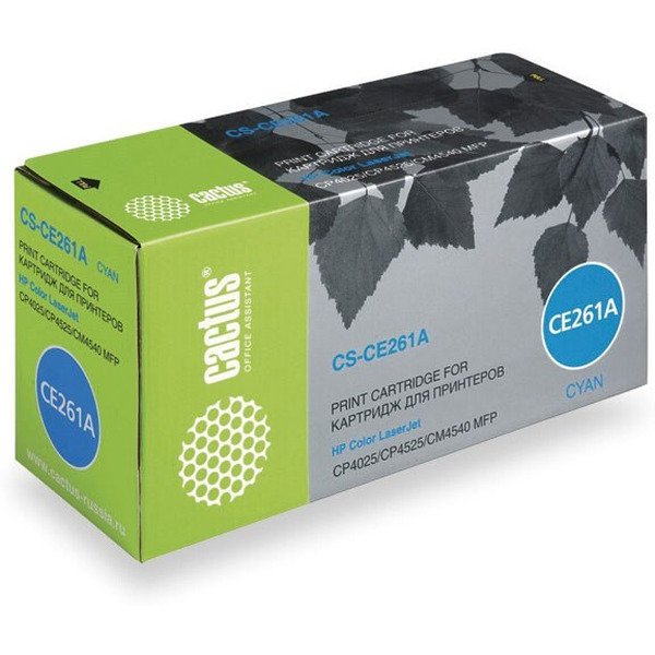 Картридж лазерный Cactus CS-CE261A CE261A голубой (11000стр.) для HP LJ CP4025/CP4525/CM4540