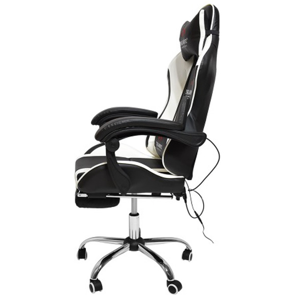 Игровое кресло Calviano Avanti Ultimato (черный/белый, с подножкой)