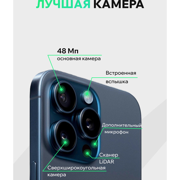 Смартфон Apple iPhone 15 Pro Max 256Gb восстановленный ELNU Грейд B ELN3106B0638 (синий титан)