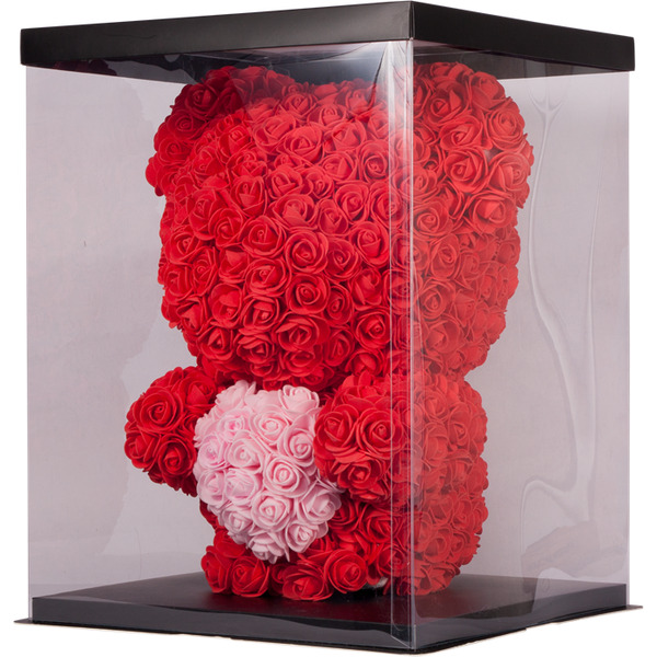 Мишка из роз с сердцем TEDDY ROSE BEAR красный (8021)