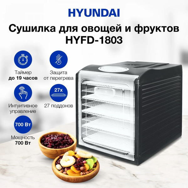 Сушка для фруктов и овощей Hyundai HYFD-1803 черный