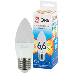 Лампа светодиодная ЭРА QX LED-6,6 Ват-В35-2700K-E27  (арт.B35-9W-827-E27 ) 10/100
