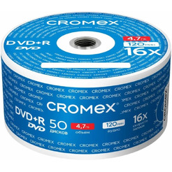 Диски CROMEX DVD+R (плюс), 4,7 Gb, 16x, КОМПЛЕКТ 50 шт.