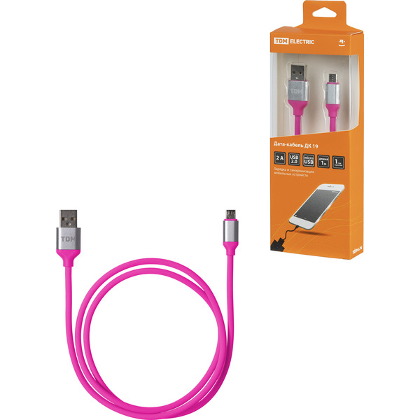 Кабель TDM Electric USB Type-A - microUSB SQ1810-0319 (1 м, розовый)