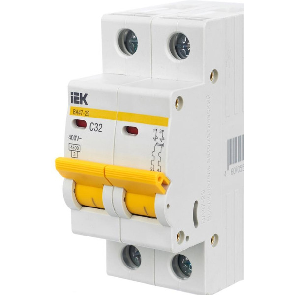 Выключатель автоматический IEK ВА47-29 32А 2Р 4.5кА С MVA20-2-032-C