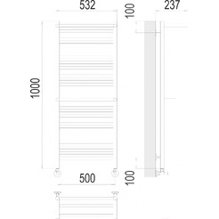 Полотенцесушитель TERMINUS Аврора П20 500x1000 нп с 2 полками (хром)