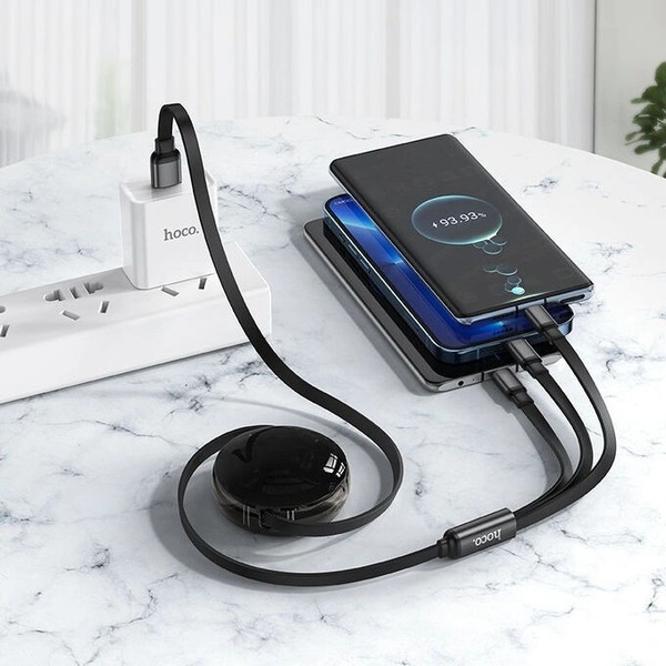 Кабель Hoco X78 USB Type-A - Lightning/microUSB/USB Type-C (1 м, черный)