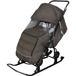 Санки-коляска GalaXy Снежинка Универсал 1 (лен серо-коричневый)