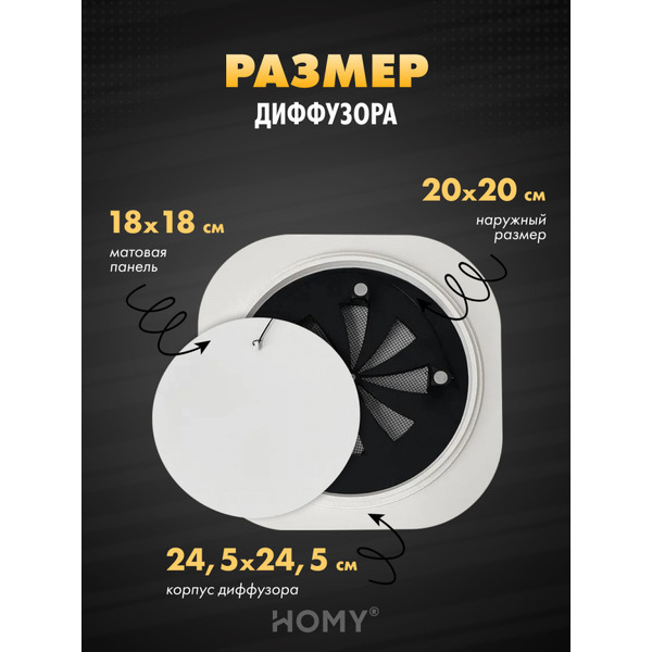 Вентиляционная решетка теневая с вентилятором с таймером и регулировкой воздуха HOMY AIR A125WRT