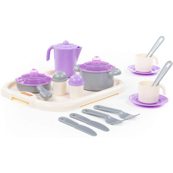 Набор игрушечной посуды Полесье Настенька с подносом на 2 персоны 3940