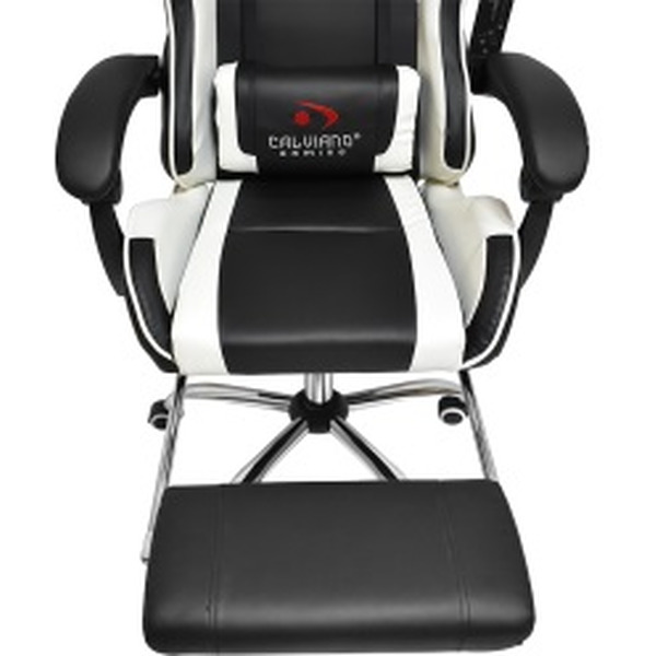 Игровое кресло Calviano Avanti Ultimato (черный/белый, с подножкой)