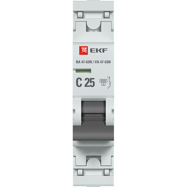 Автоматический выключатель EKF PROxima ВА 47-63N 1P 25А (C) 6кА M636125C