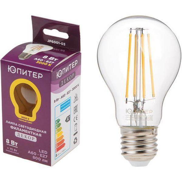 Лампа светодиодная филаментная ЮПИТЕР JP6001-03