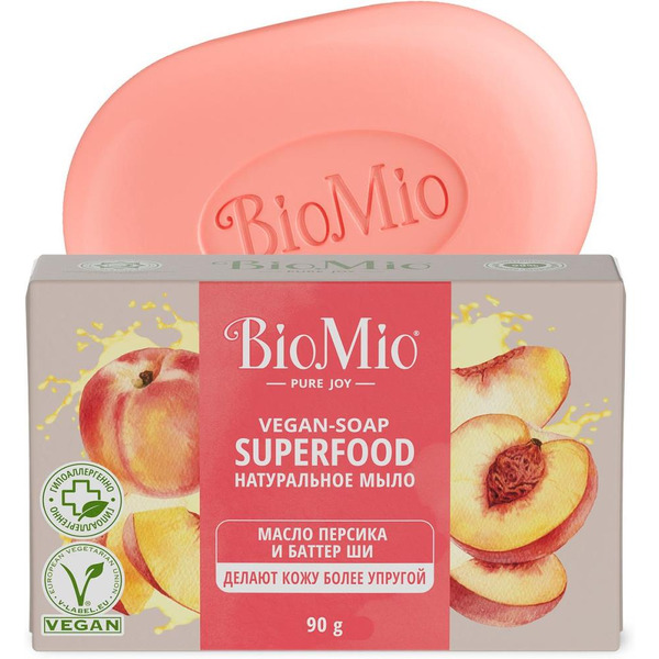 Натуральное мыло BioMio BIO-SOAP с маслом персика и баттером ши, 90 г