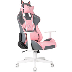 Кресло игровое Бюрократ Knight Catzy (экокожа, серый/розовый)