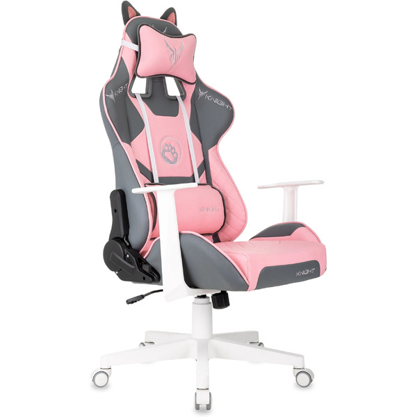 Кресло игровое Бюрократ Knight Catzy (экокожа, серый/розовый)