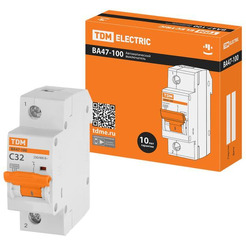Выключатель автоматический TDM ВА 47-100 1Р 32А (C) 10кА SQ0207-0049