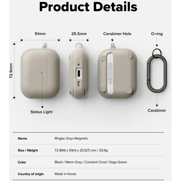 Чехол Ringke Onyx Magnetic для AirPods Pro 3 WARM GRAY