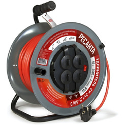 Удлинитель силовой на металлической катушке Ресанта СУ-3х1,5-50/3 (61/118/8)