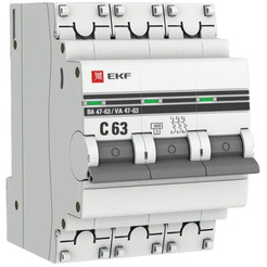 Выключатель автоматический EKF PROxima ВА 47-63 3P 63А (C) 4.5kA