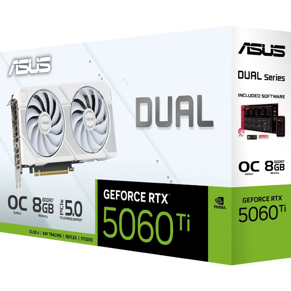 Видеокарта ASUS Dual GeForce RTX 5060 Ti 8GB GDDR7 White OC Edition DUAL-RTX5060TI-O8G-WHITE