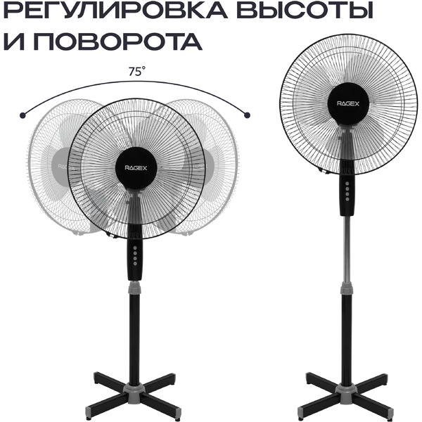 Напольный вентилятор RAGEX R1205-000 (черный)