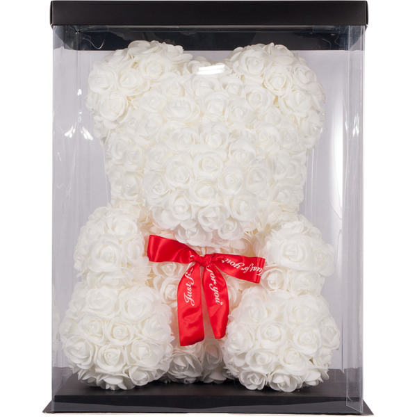 Мишка из роз TEDDY ROSE BEAR белый (8012)