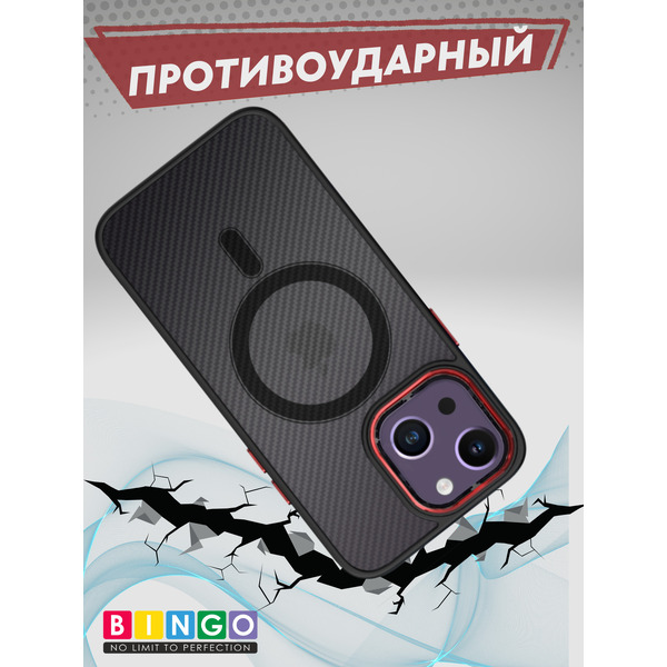 Бампер Bingo Metal Magnetic Carbon iPhone 14 Красный