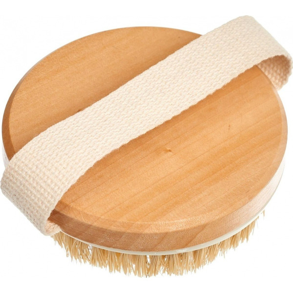 Щётка для сухого массажа из чайного дерева с щетиной кактуса, силиконовыми вставками и ремешком BRADEX KZ 0953