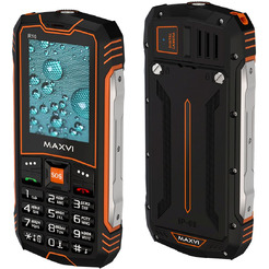 Мобильный телефон Maxvi R10 + ЗУ WC-112 (черный/оранжевый)