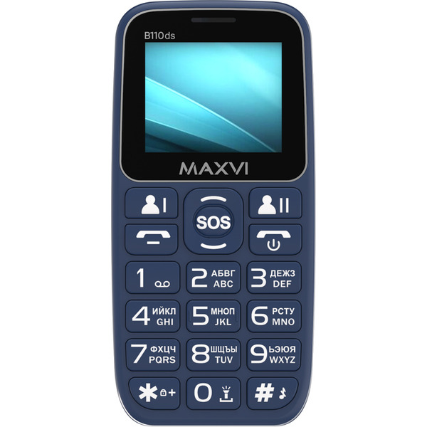 Мобильный телефон Maxvi B110ds +ЗУ WC-112 (синий)