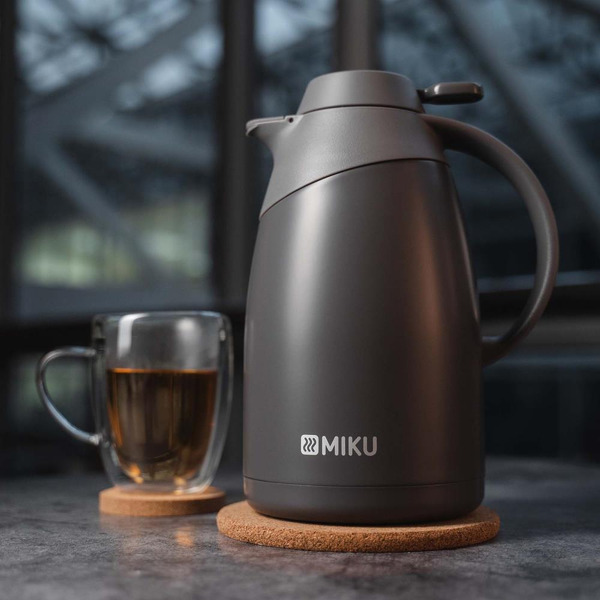 Кувшин-термос с термометром MIKU TH-JG-1500G (серый)