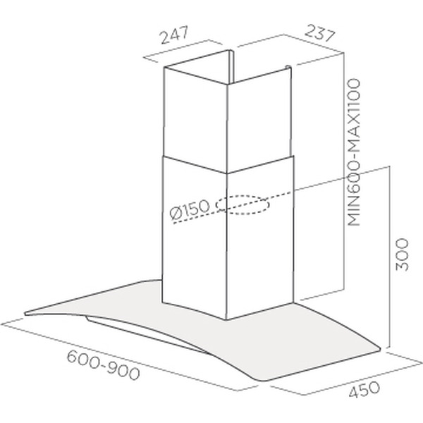 Кухонная вытяжка Jetair Click PB/A/60/IX/BL