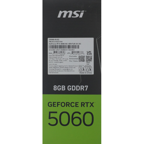 Видеокарта MSI GeForce RTX 5060 8G Ventus 3X OC