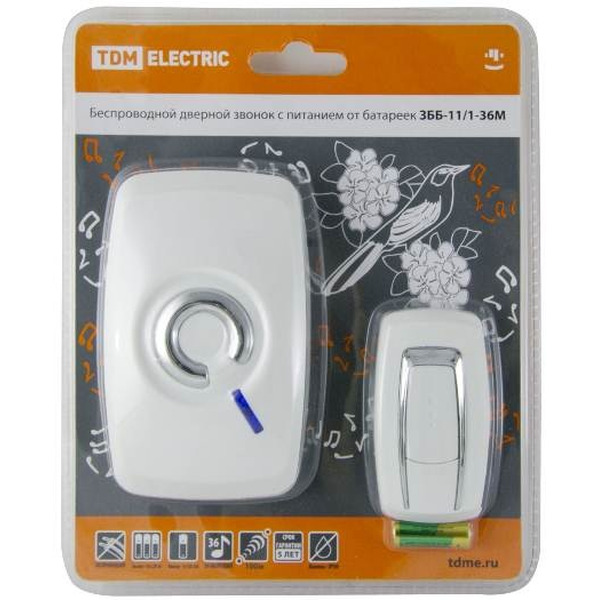 Звонок беспроводной TDM ЗББ-11/1-36М на батарейках (SQ1901-0001)