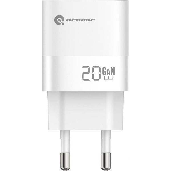 Зарядное устройство Atomic MOTION G202 GAN 20W 2-порта USB (A+C) с кабелем USB (С-С) 1.5 метра, цвет белый | 10.203