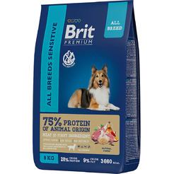 Сухой корм для собак Брит Premium Dog Sensitive с ягненком и индейкой 5050048 (8кг)