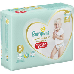 Подгузники-трусики для мальчиков и девочек PAMPERS Premium Care Pants Junior (12-17кг) Экономич (34шт.)