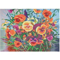 Картина стразами (алмазная мозаика) ОСТРОВ СОКРОВИЩ «Букет с анютками» 662574