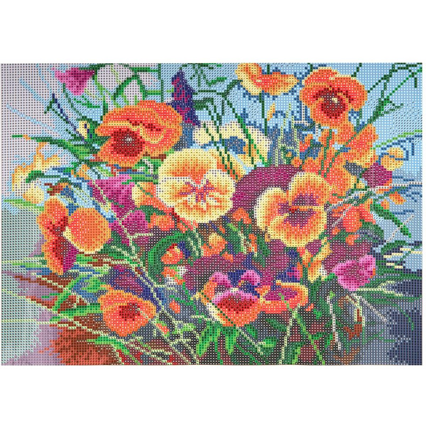 Картина стразами (алмазная мозаика) ОСТРОВ СОКРОВИЩ «Букет с анютками» 662574
