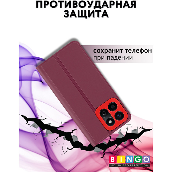Чехол-книга Bingo Magnetic для HONOR X7c Бордовый
