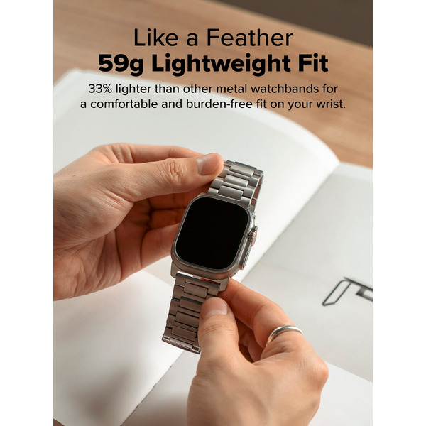 Ремешок RINGKE Titanium One для Apple Watch 44 / 45 / 46 / 49 mm NATURAL TITANIUM