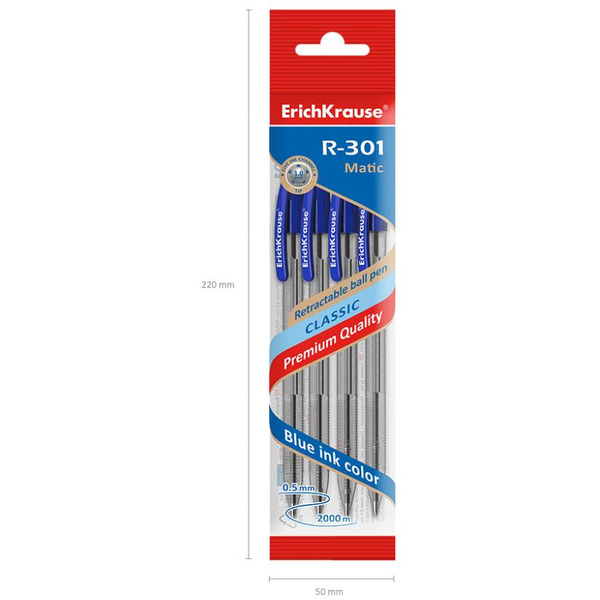 Набор шариковых автоматических ручек Erich Krause Matic Classic R-301 46750 (4 шт)