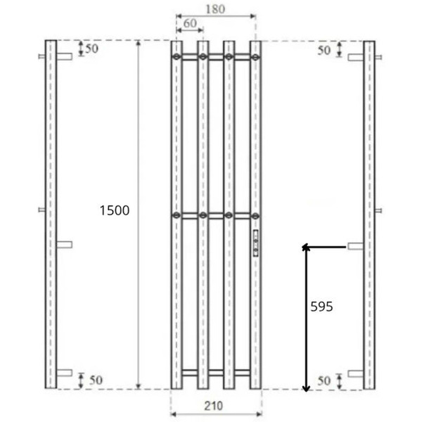 Полотенцесушитель электрический Маргроид Ferrum Inaro 4 СНШ 150×6×18 (черный матовый, скрытого монтажа, таймер справа, 8 крючков)