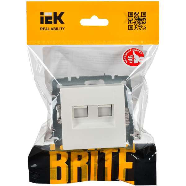 Розетка компьютерная IEK Brite BR-K20-2-K01