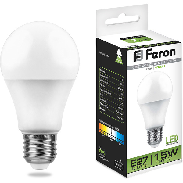Лампа светодиодная FERON LB-94 45LED (15W) 230V E27 4000K (25629)