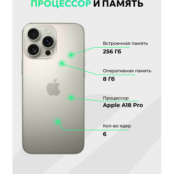 Смартфон Apple iPhone 16 Pro Max 256GB восстановленный ELNU Грейд A ELN3296A0993 (природный титан)