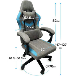 Геймерское кресло BYROOM Game NOOB GF-8033-GLBL (cерый/голубой)