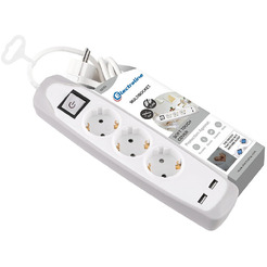 Удлинитель Electraline 62153 (2м, белый/серый)