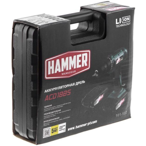 Дрель-шуруповерт Hammer ACD18BS (с 2-мя АКБ, кейс)